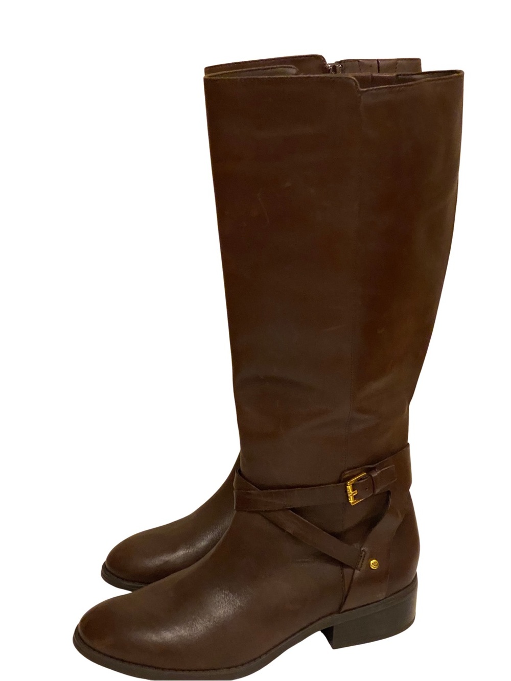 New Ralph Lauren Classic Brown Leather Knee-High Women’s Riding Boots Size 9
